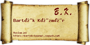 Barták Kázmér névjegykártya
